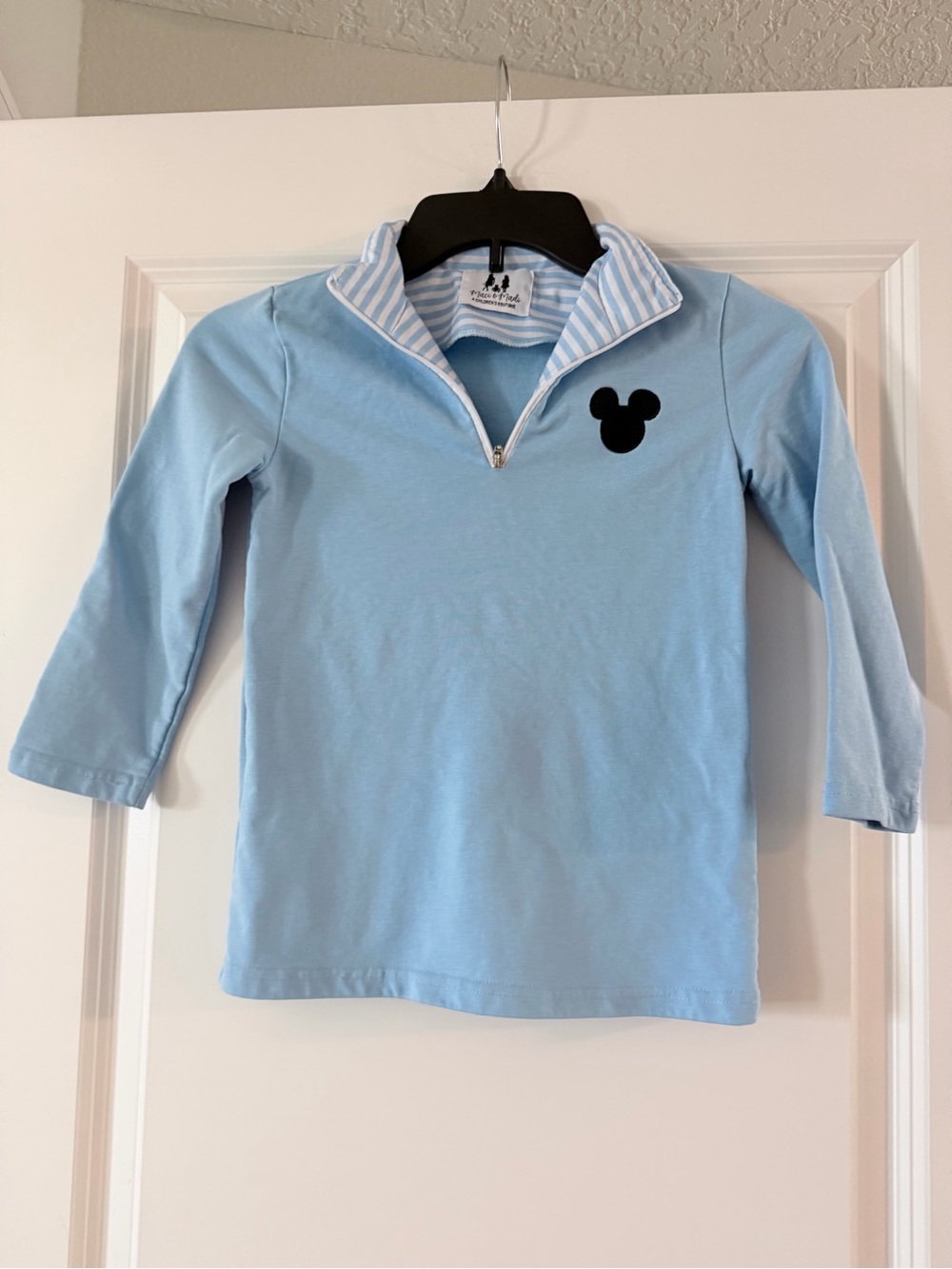 Maci & Madi Girls 6-7Y Blue Mickey Mouse Quarter Zip Pullover Top